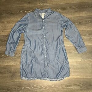 Tommy Bahama Chambray Shirt Dress Blue Size Medium‎ Pockets Button Down Country
